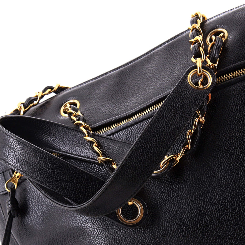 Vintage Timeless Zip Tote Caviar Medium