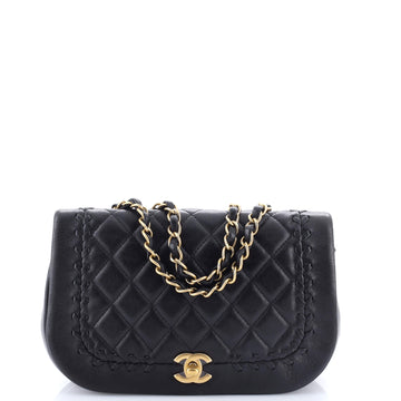 Bicolor Braided Saddle Flap Bag Quilted