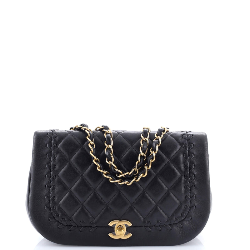Bicolor Braided Saddle Flap Bag Quilted