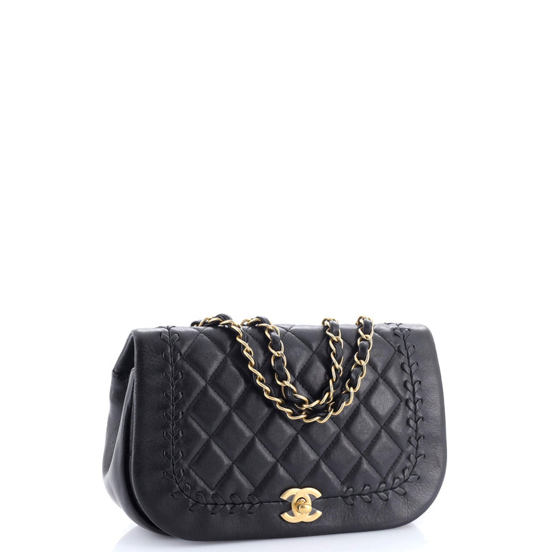 Bicolor Braided Saddle Flap Bag Quilted