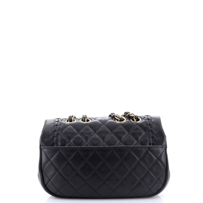 Bicolor Braided Saddle Flap Bag Quilted