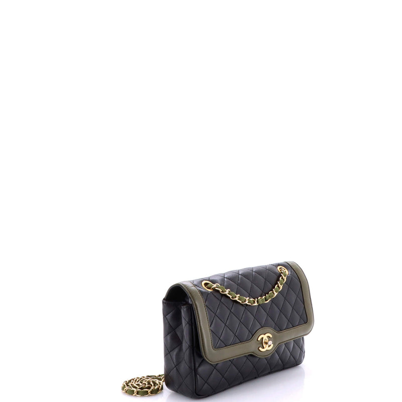 Two Tone Flap Bag Quilted Lambskin