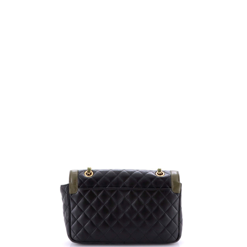 Two Tone Flap Bag Quilted Lambskin