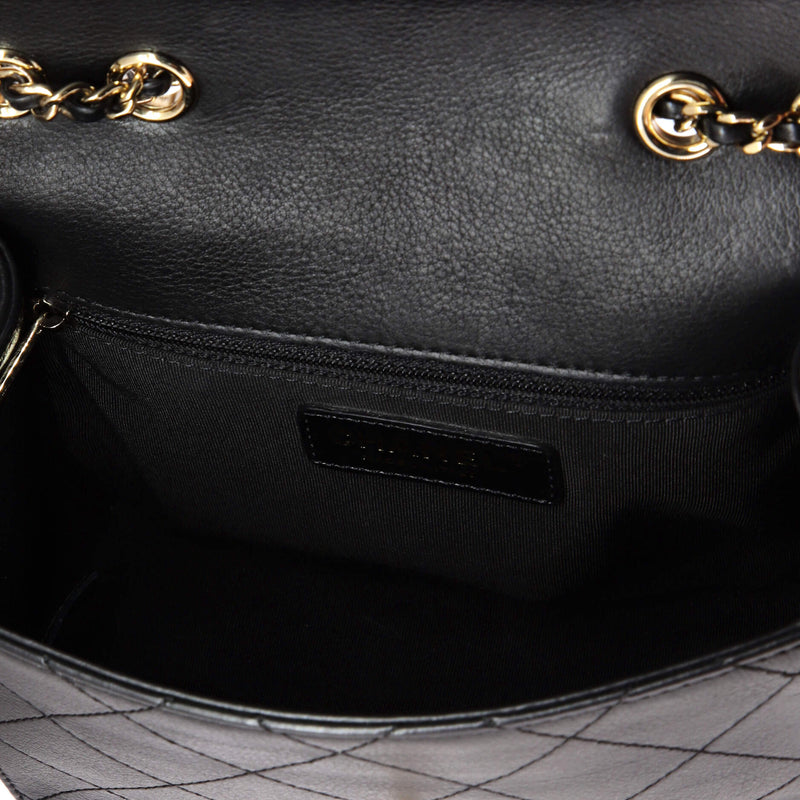 Enamel Cc Chain Flap Bag Stitched