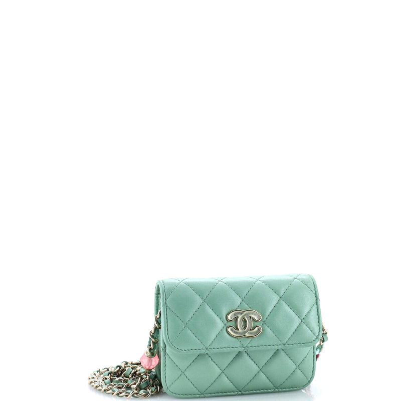 Candy Heart Clutch With Chain Quilted