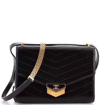 Medal Envelope Flap Bag Chevron Calfskin