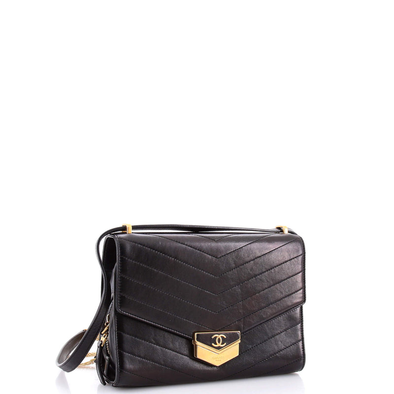 Medal Envelope Flap Bag Chevron Calfskin