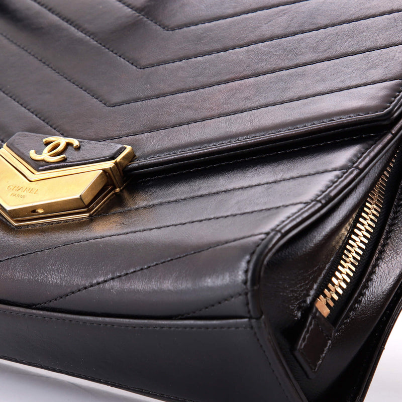 Medal Envelope Flap Bag Chevron Calfskin
