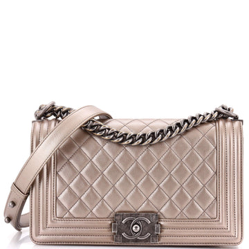 Boy Flap Bag Quilted Metallic Caviar Old