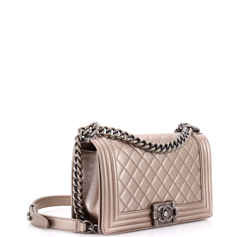 Boy Flap Bag Quilted Metallic Caviar Old