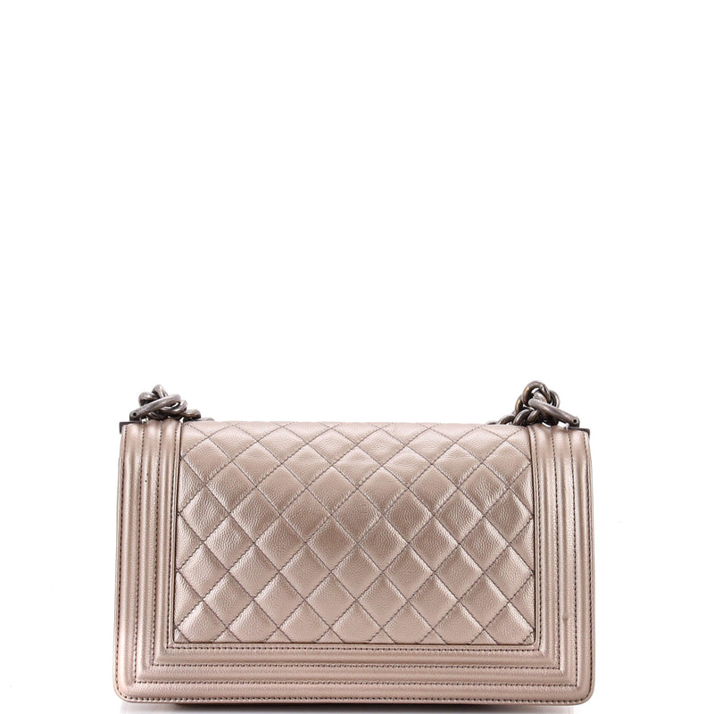 Boy Flap Bag Quilted Metallic Caviar Old