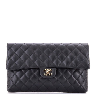 Classic Flap Clutch Quilted Caviar