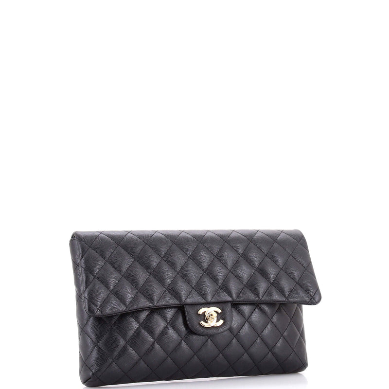 Classic Flap Clutch Quilted Caviar