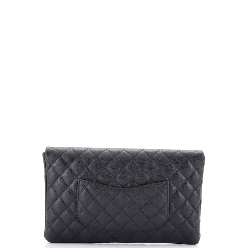 Classic Flap Clutch Quilted Caviar