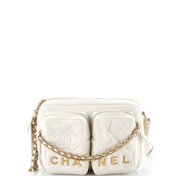 Logo Twin Pockets Chain Camera Case