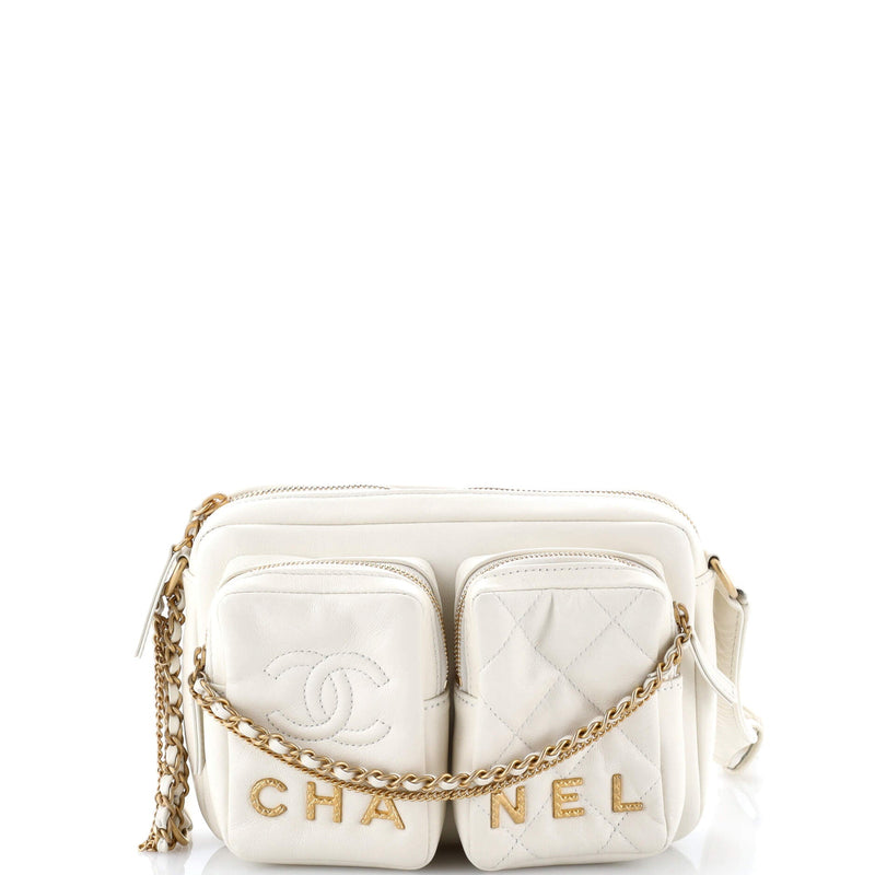 Logo Twin Pockets Chain Camera Case