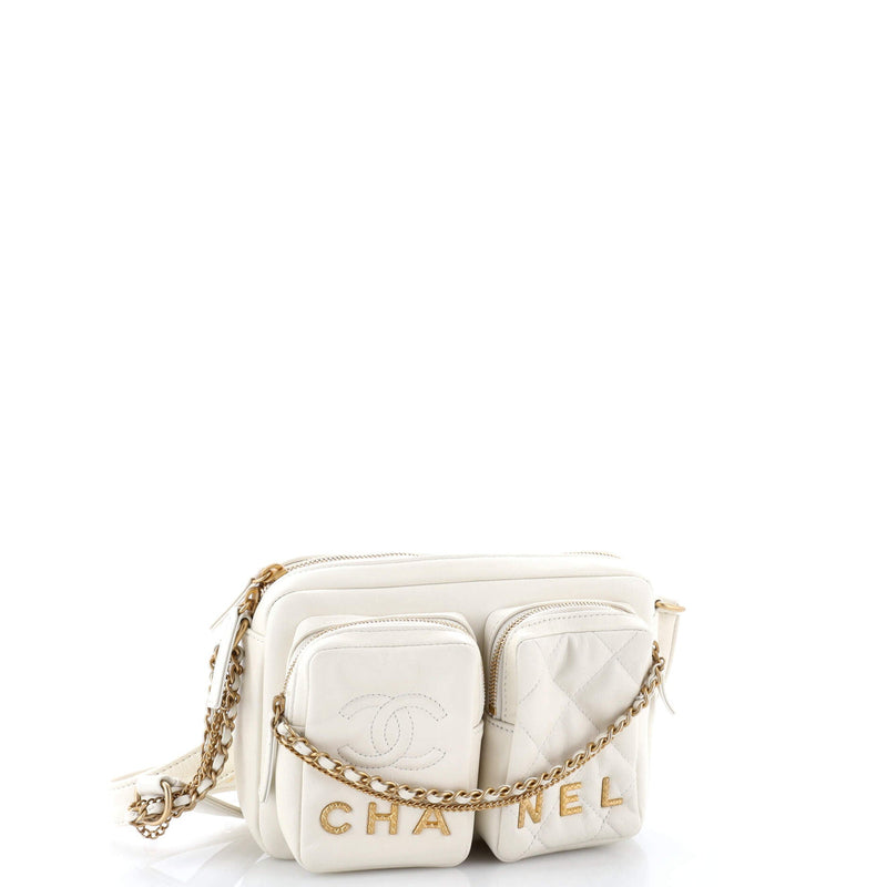 Logo Twin Pockets Chain Camera Case