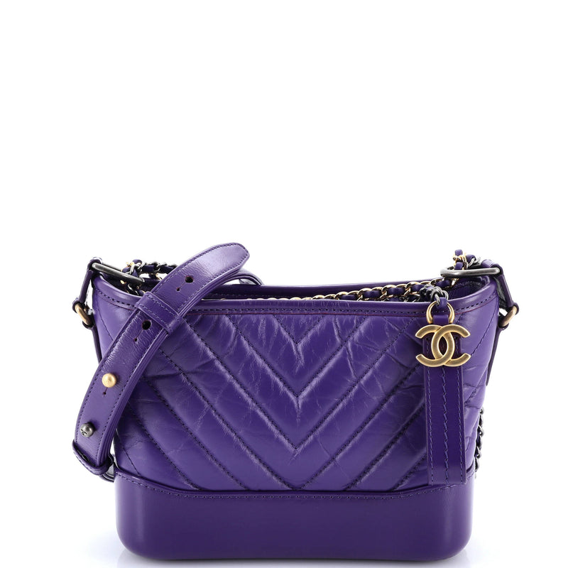 Gabrielle Hobo Chevron Aged Calfskin