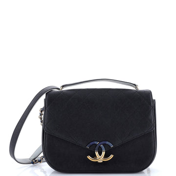 Thread Around Flap Bag Quilted Caviar