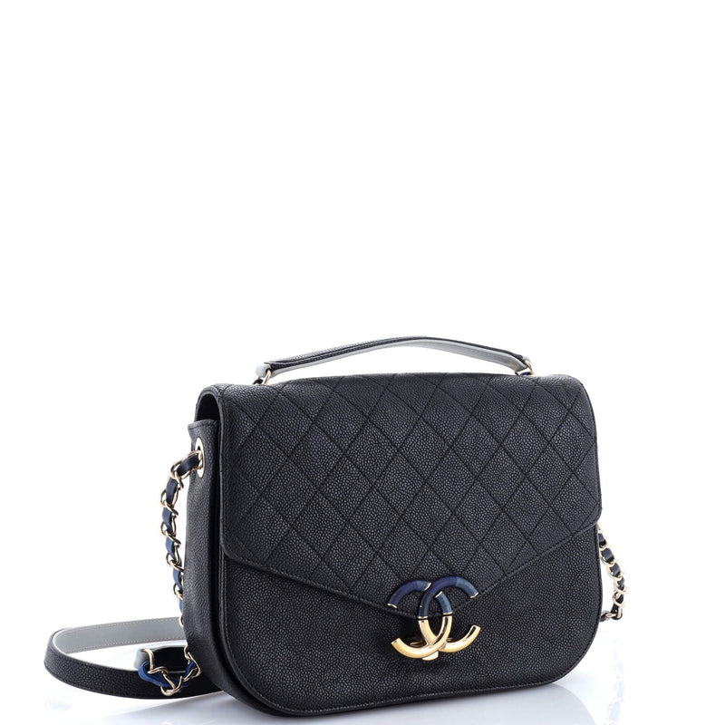 Thread Around Flap Bag Quilted Caviar