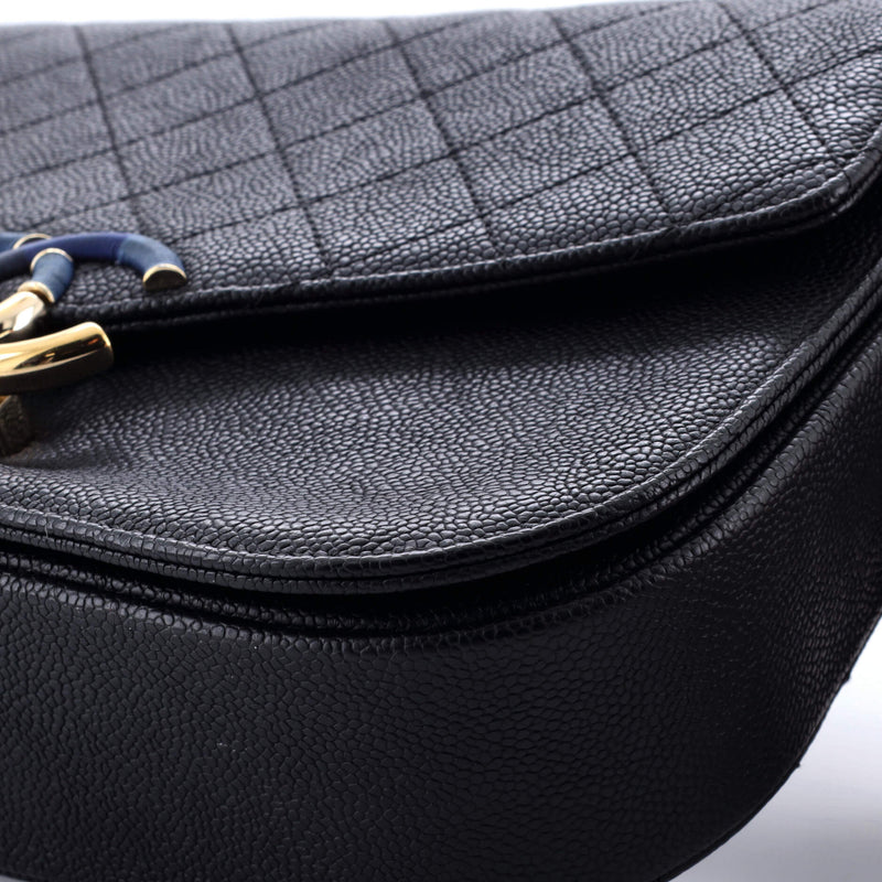 Thread Around Flap Bag Quilted Caviar