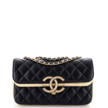 Cc Chic Double Flap Bag Quilted Lambskin