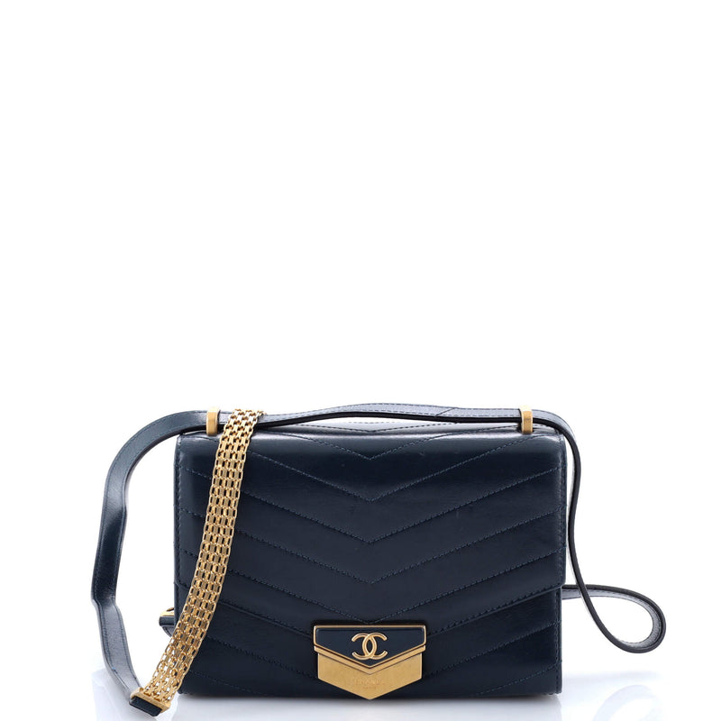 Medal Envelope Flap Bag Chevron Calfskin