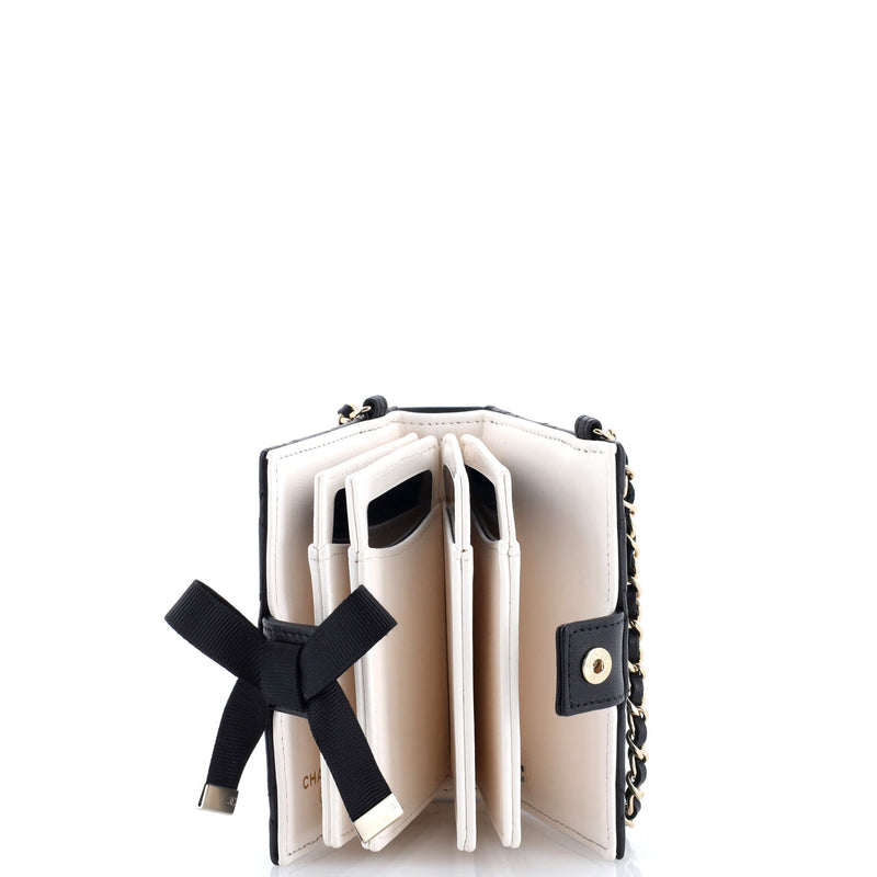 Cc Book Card Holder With Chain Quilted