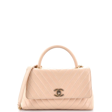 Coco Top Handle Bag Chevron Calfskin