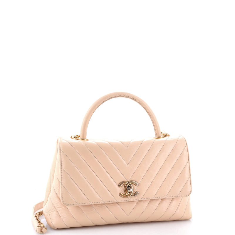 Coco Top Handle Bag Chevron Calfskin