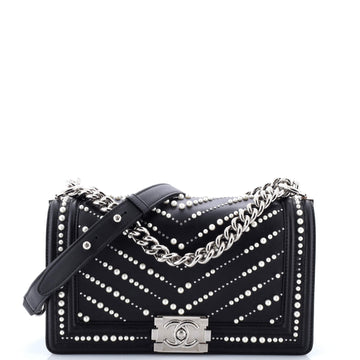 Boy Flap Bag Pearl Embellished Chevron
