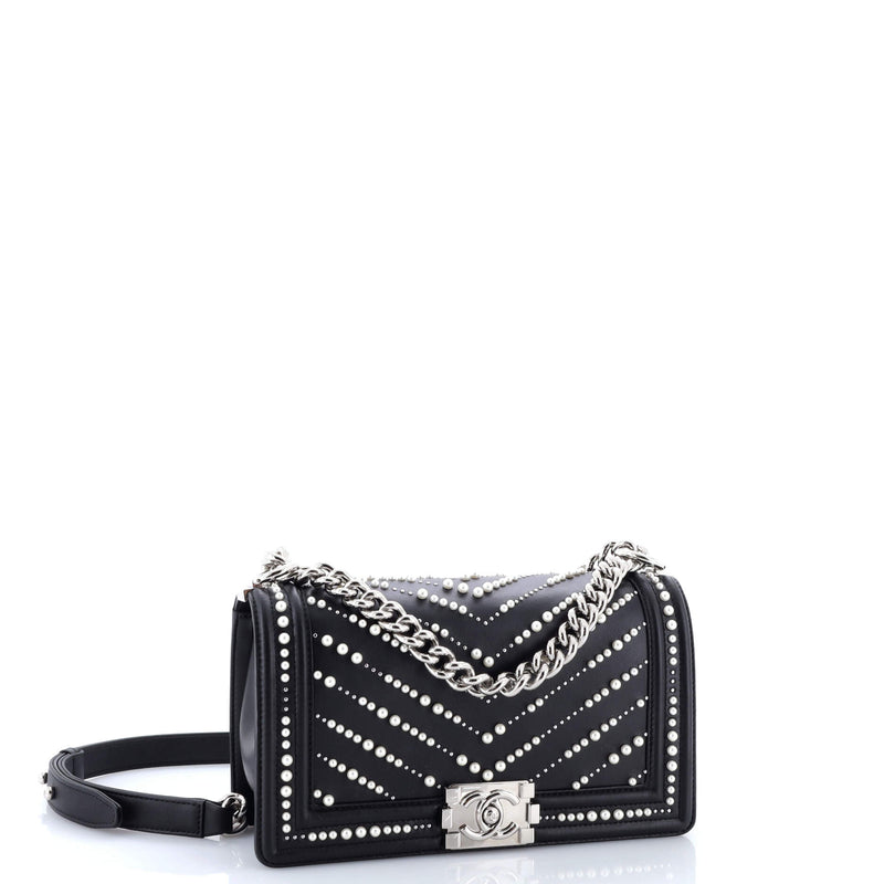 Boy Flap Bag Pearl Embellished Chevron