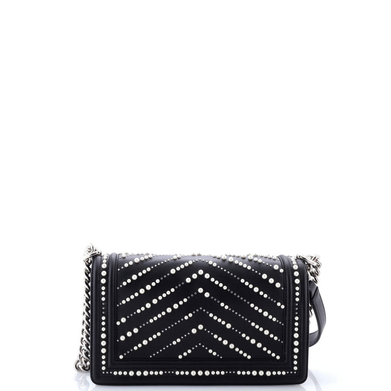 Boy Flap Bag Pearl Embellished Chevron