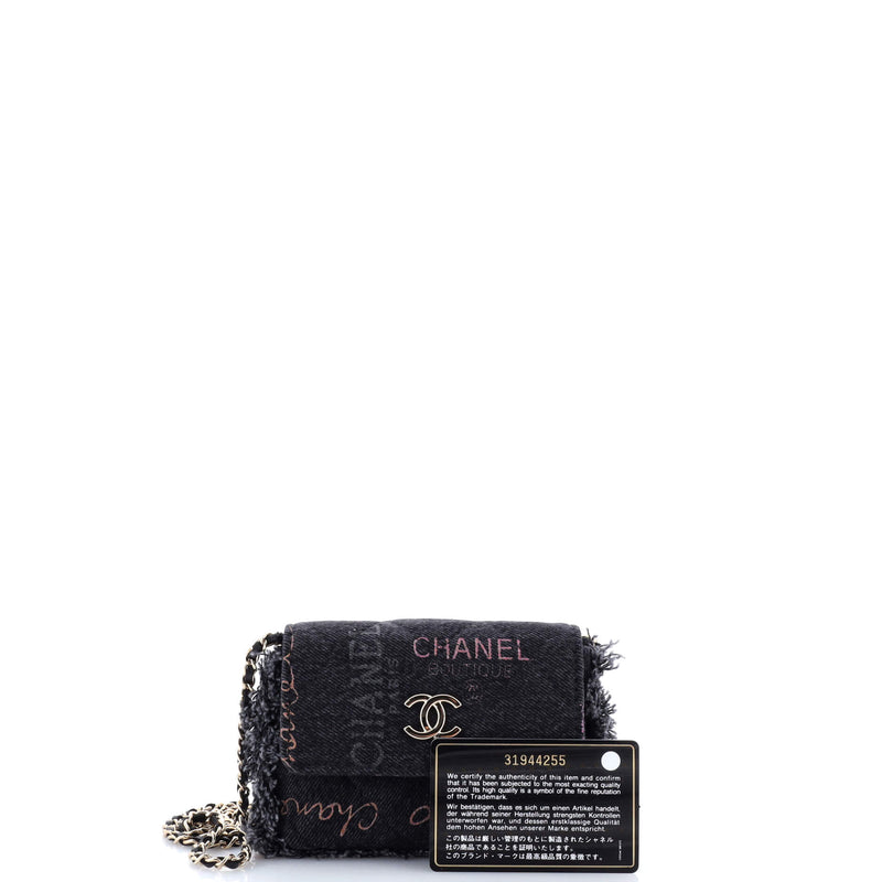 Denim Mood Flap Clutch With Chain Logo