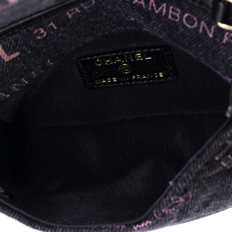 Denim Mood Flap Clutch With Chain Logo