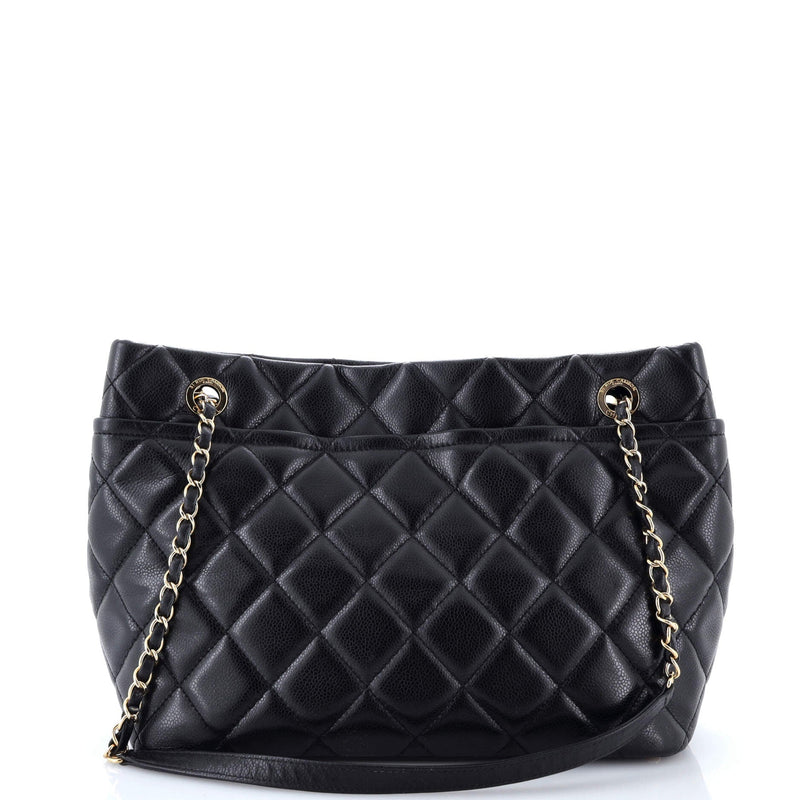 Timeless Cc Soft Tote Quilted Caviar