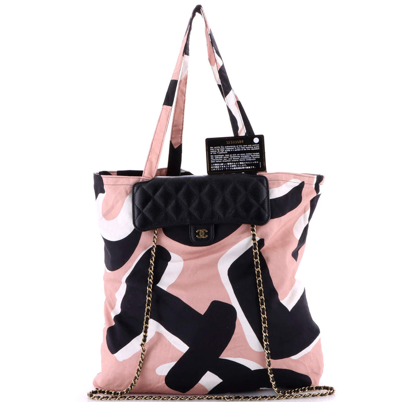 Foldable Tote Bag With Chain Quilted