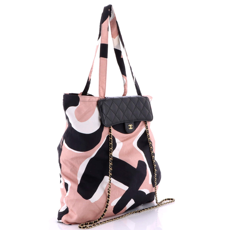 Foldable Tote Bag With Chain Quilted