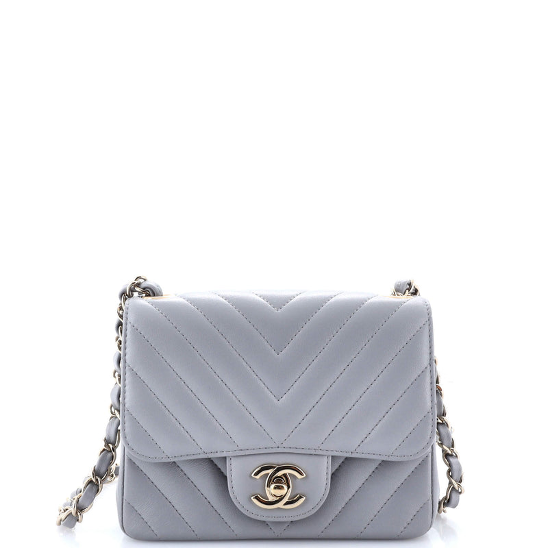 Square Classic Single Flap Bag Chevron