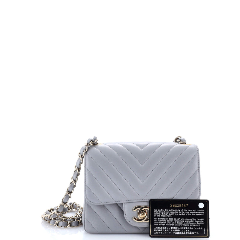 Square Classic Single Flap Bag Chevron