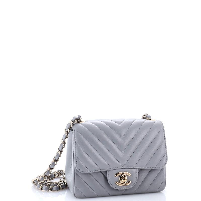 Square Classic Single Flap Bag Chevron