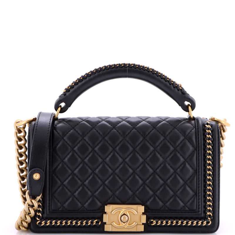 Chain Handle Boy Flap Bag Quilted