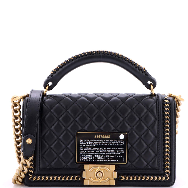 Chain Handle Boy Flap Bag Quilted