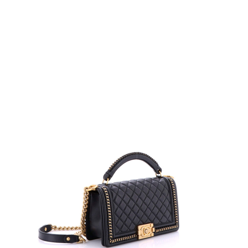 Chain Handle Boy Flap Bag Quilted