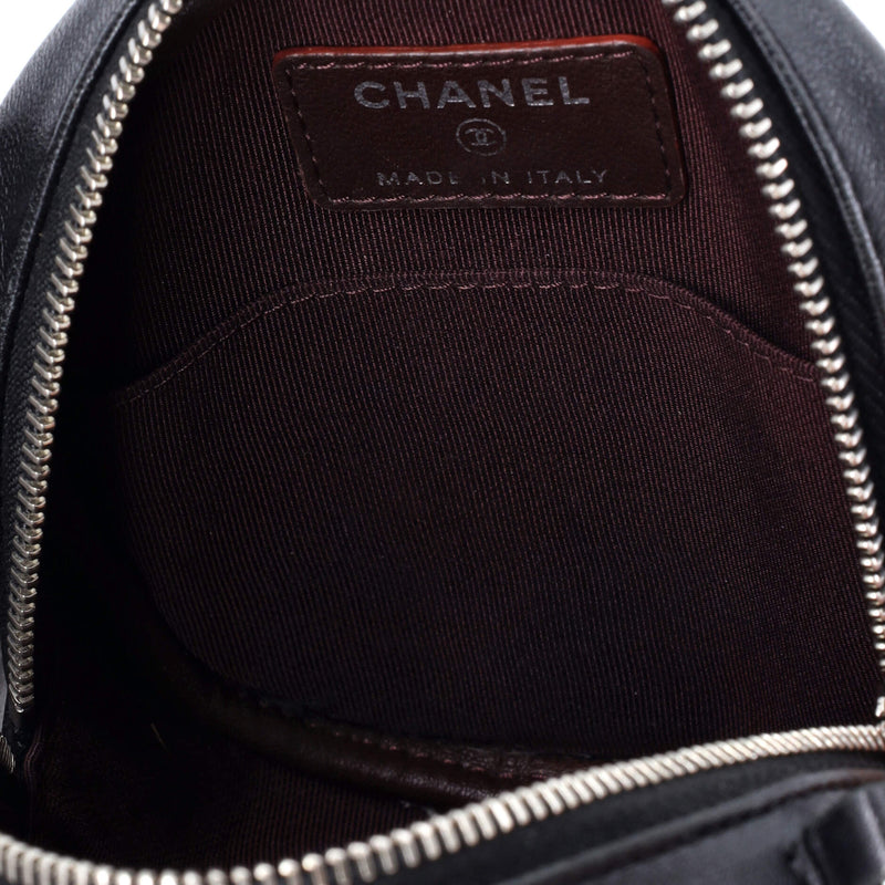 Round Clutch With Chain Quilted Lambskin