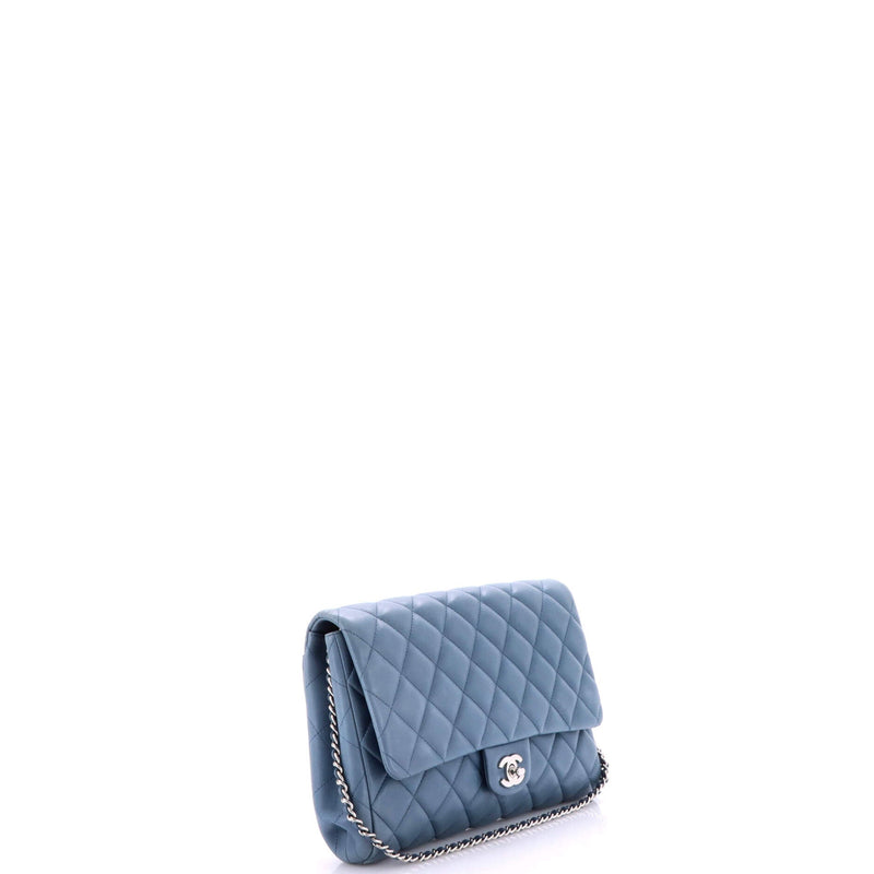 Clutch With Chain Quilted Lambskin
