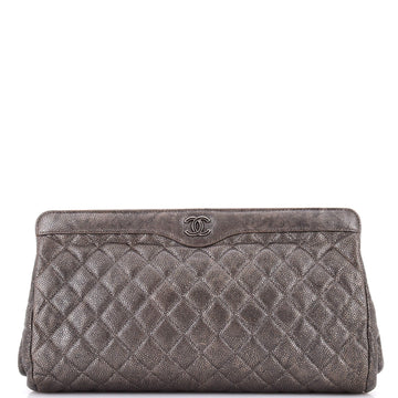 Cc Frame Clutch Quilted Caviar Large