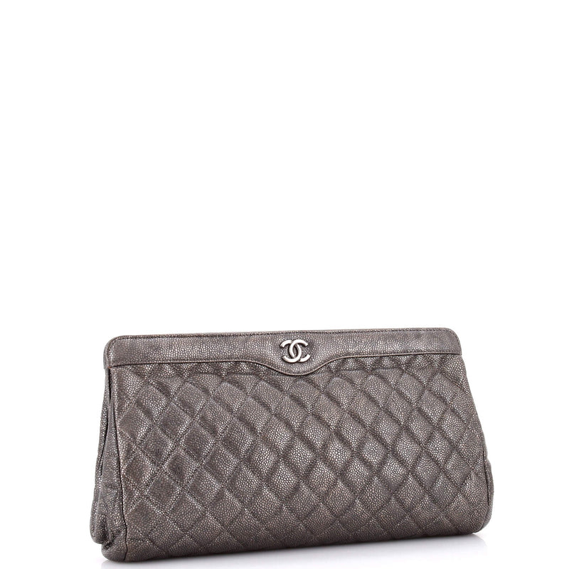 Cc Frame Clutch Quilted Caviar Large