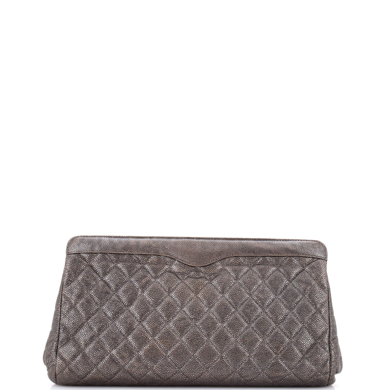 Cc Frame Clutch Quilted Caviar Large