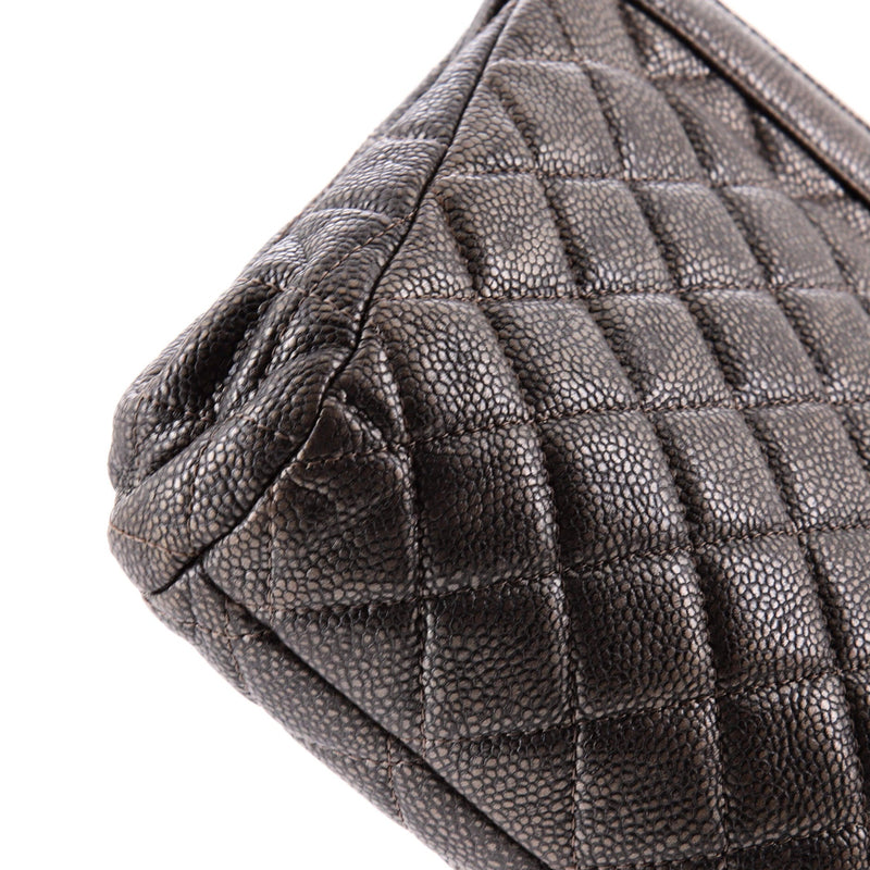 Cc Frame Clutch Quilted Caviar Large